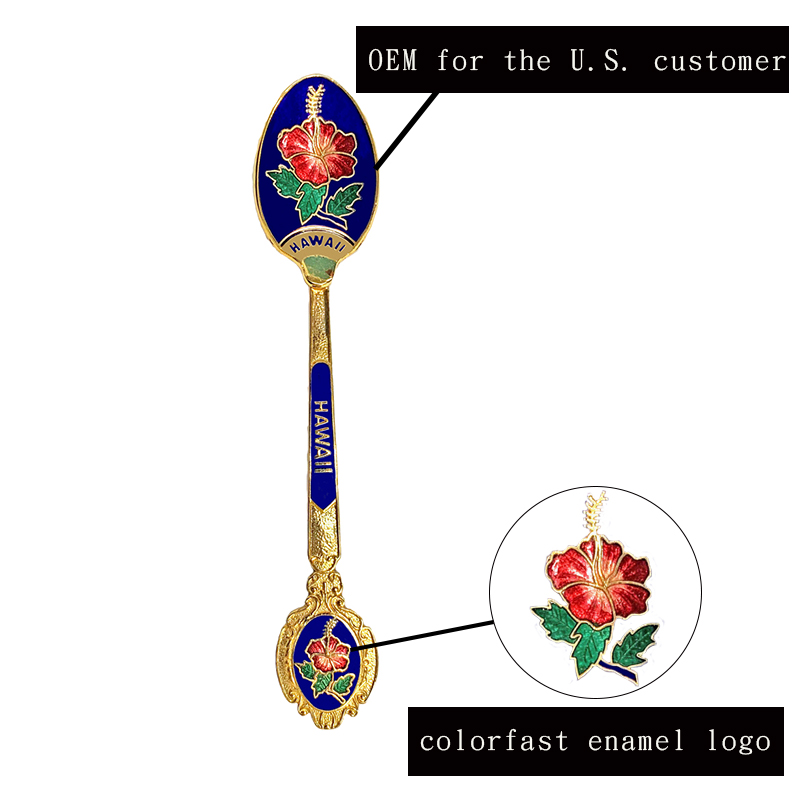 flat handle enamel souvenir spoon